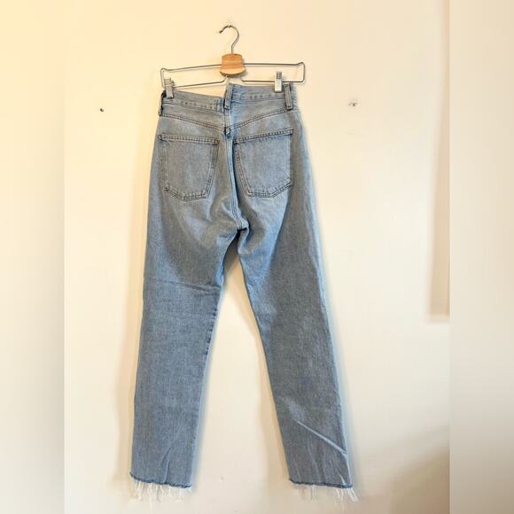 Agolde Criss Cross Blue Wash High Rise Distressed Straight Leg Jeans 26 spring - Picture 6 of 11